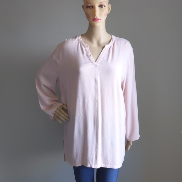 LIZ CLAIBORNE STUDIO PINK V NECK TOP SIZE LARGE - Picture 12 of 15
